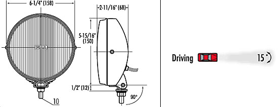 Piaa 520 SMR Series Lamp Kit Dimensions from Upgrade Motoring