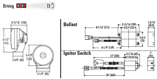 Piaa 600 H.I.D. Lamp Kit Dimensions from Upgrade Motoring