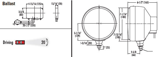 Piaa 800 H.I.D. Lamp Kit Dimensions from Upgrade Motoring