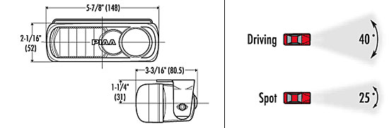 Piaa P-3000 Tri Beam Dimensions from Upgrade Motoring