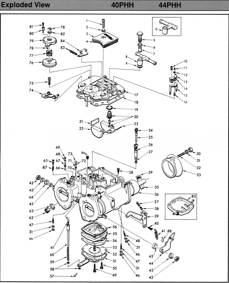 Mikuni PHH Performance Carburetor Replacement Parts Diagram from Upgrade Motoring