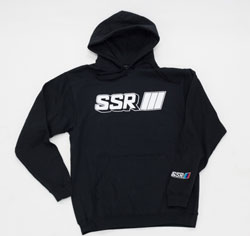 SSR Hooded Sweatshirt - White SSR logo with Embroidered SSR logo on sleeve on Sale at Upgrade Motoring!