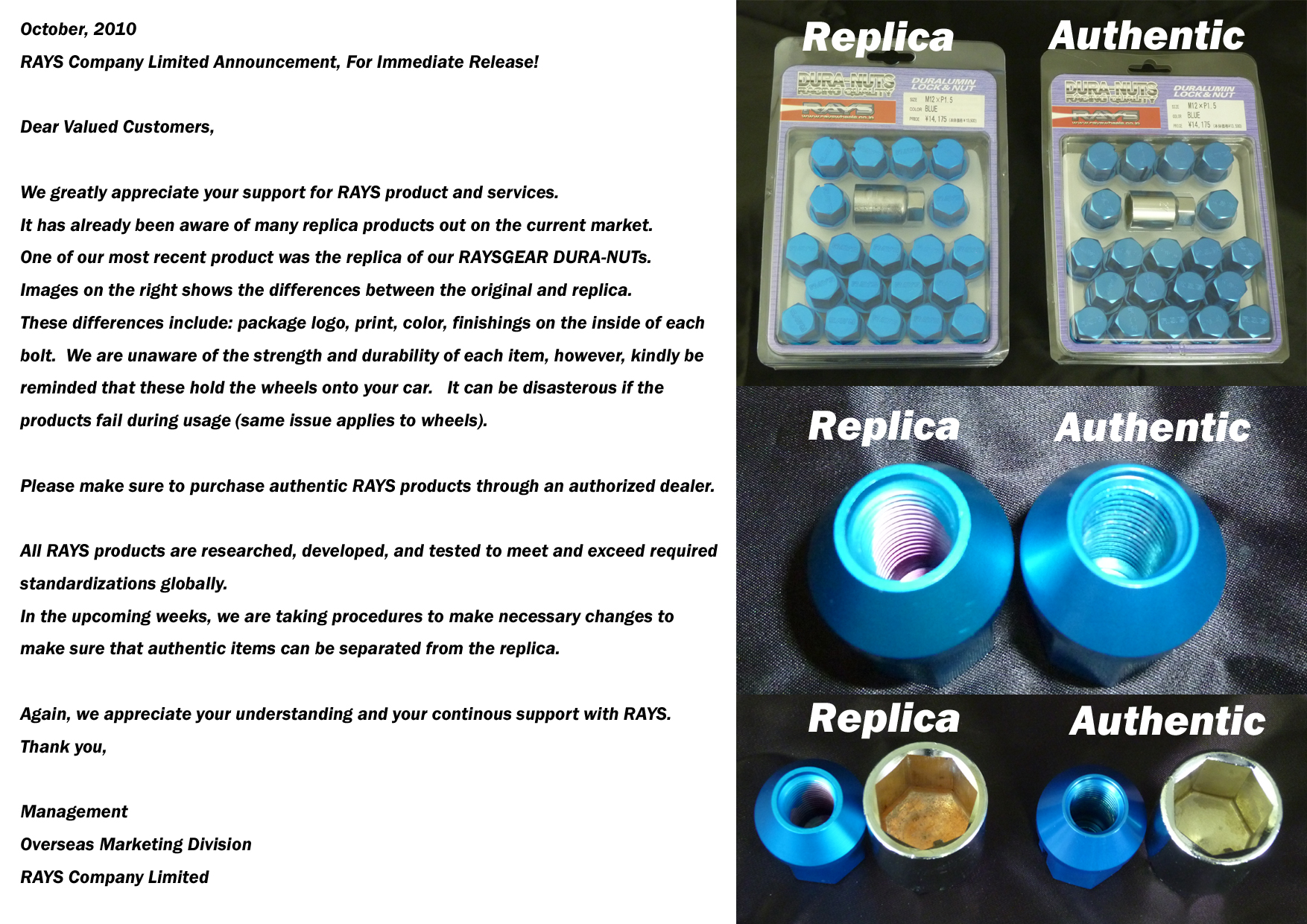 Identifying Fake Rays Duraluminum Lug Nuts!