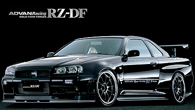 Yokohama Advan Racing RZ-DF Machining Racing Hyper Black Extra Deep on R34 GTR from UpgradeMotoring.com